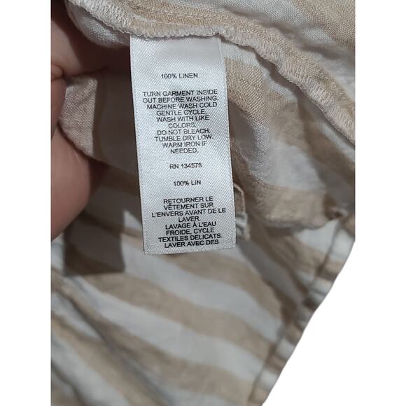 Vineyard Vines Strappy Back Gauzy Cover-Up Dress Tan White Stripe M - Picture 4 of 4